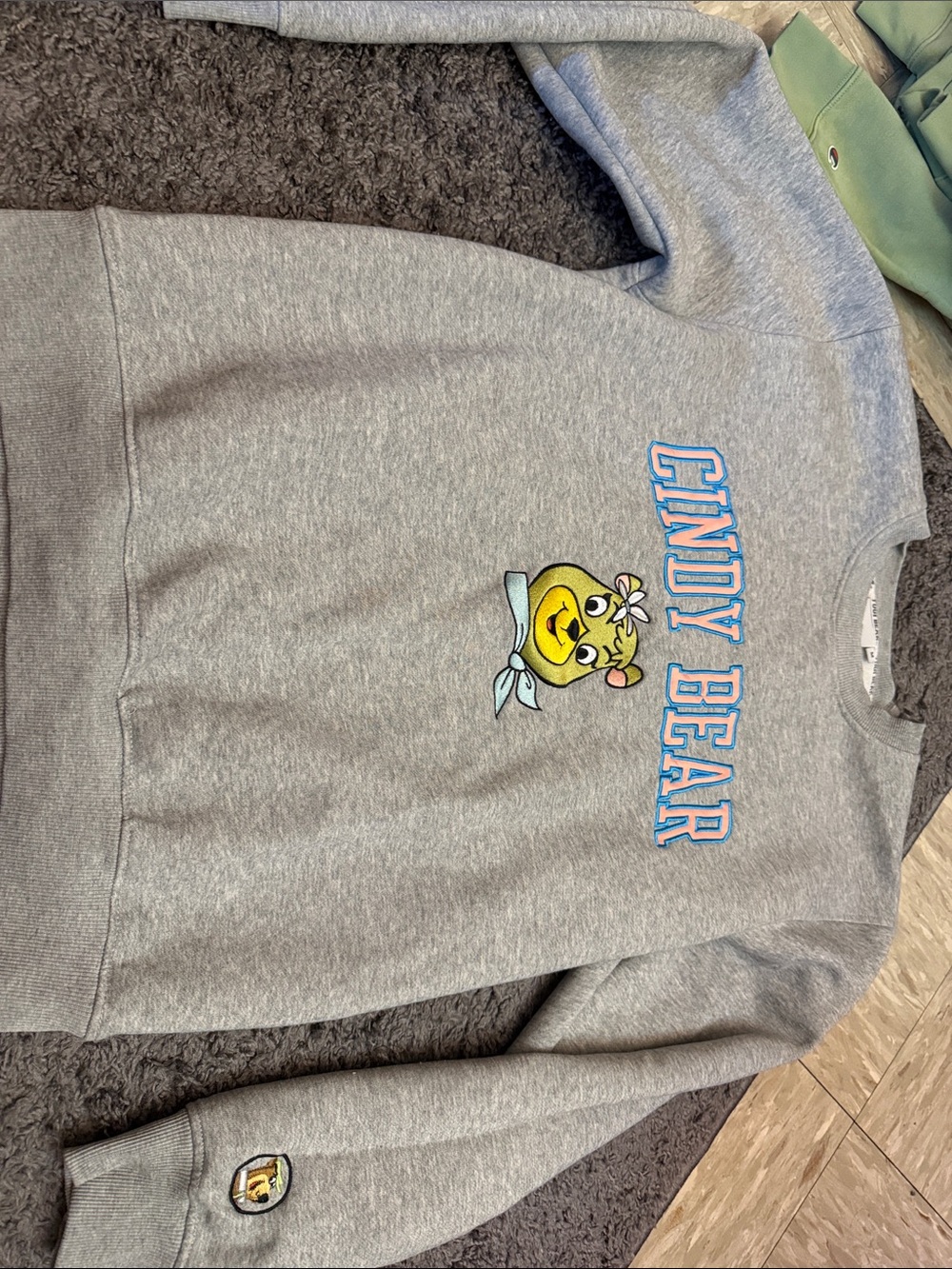 Candy Bear Grey Graphic Crewneck Sweatshirt